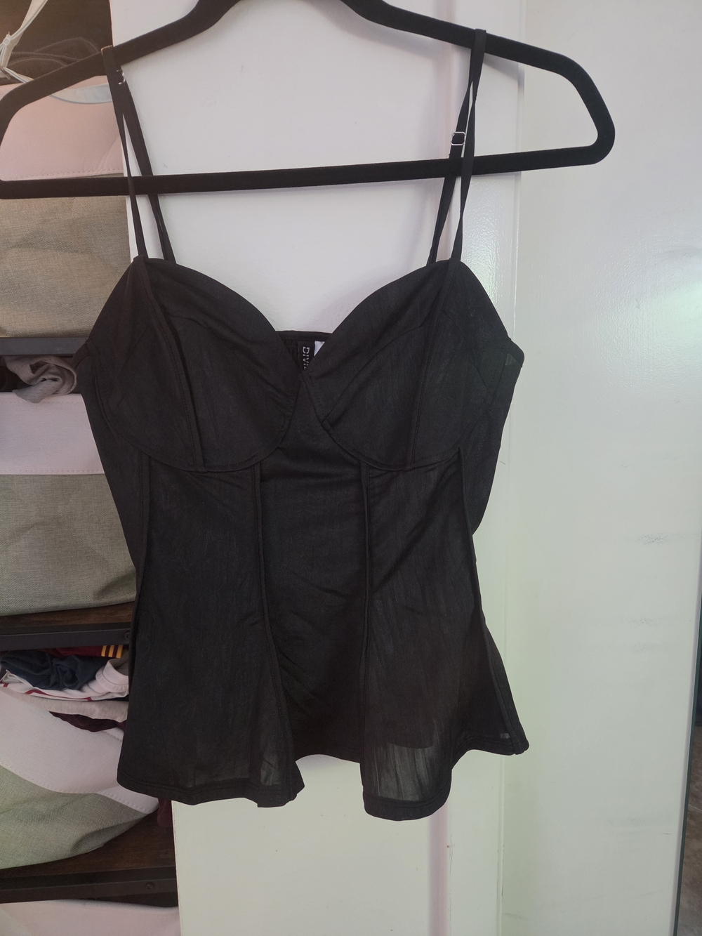 H&M Black Bustier Camisole with Spaghetti Straps
